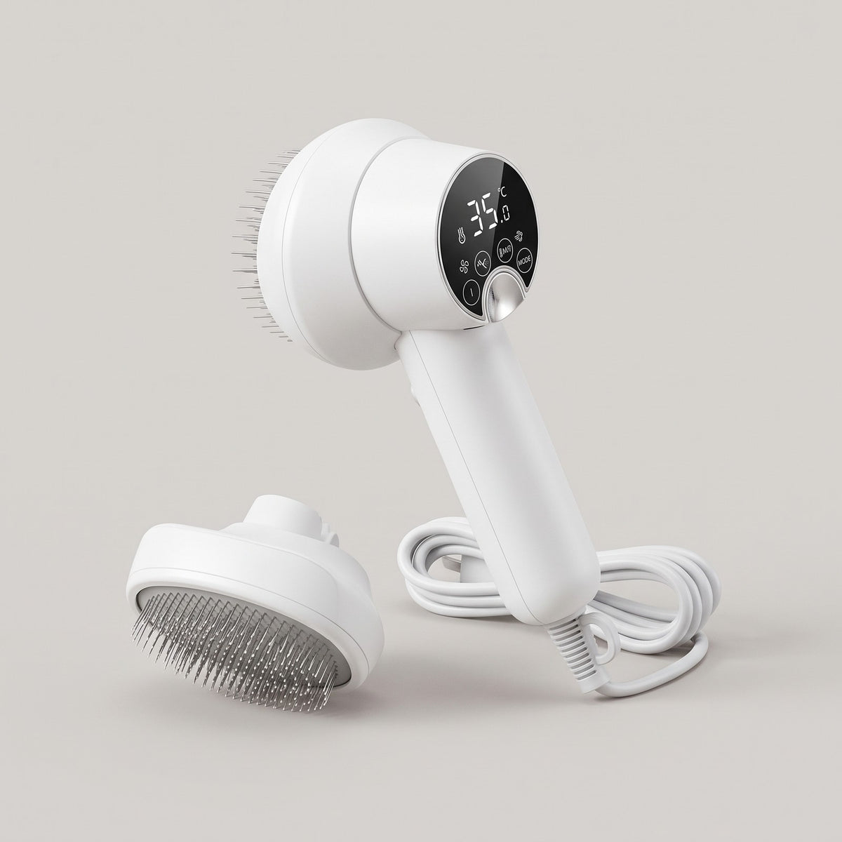 2-in-1 Dog Hair Dryer with Slicker Brush – Low-Noise Grooming