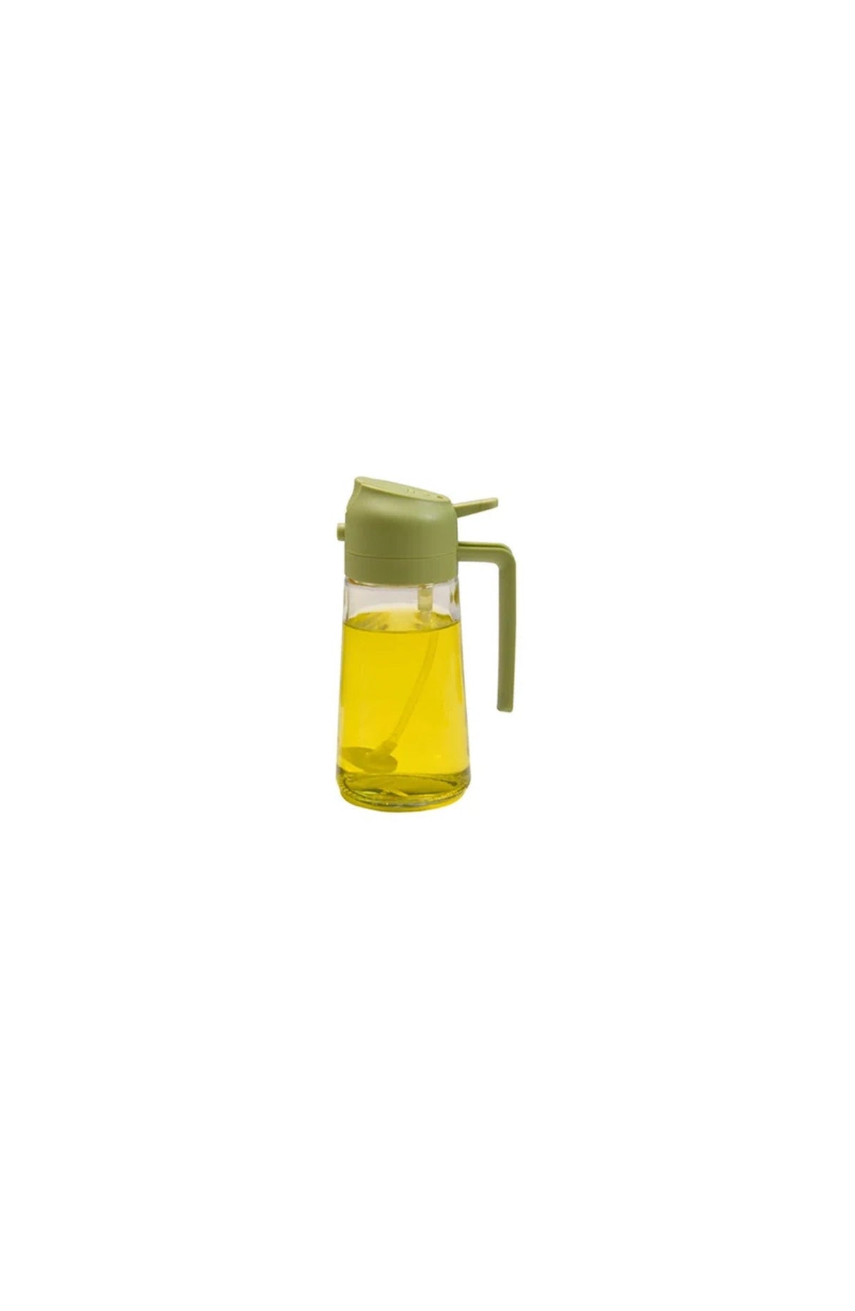2-in-1 Glass Oil Sprayer and Dispenser, 470 ml | Spray or Pour Cooking Oil and Vinegar from One Bottle | Green, Yellow or White