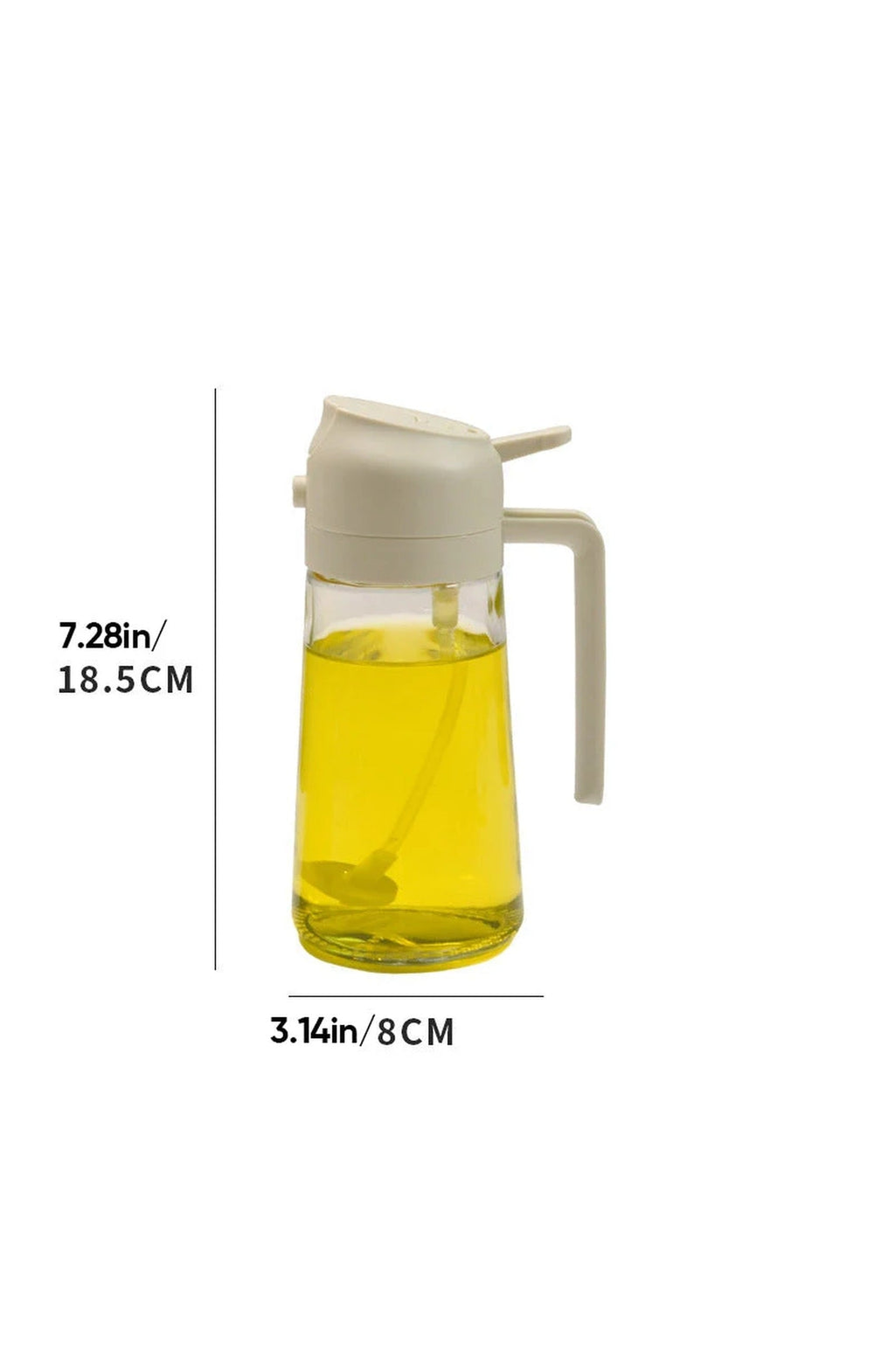 2-in-1 Glass Oil Sprayer and Dispenser, 470 ml | Spray or Pour Cooking Oil and Vinegar from One Bottle | Green, Yellow or White
