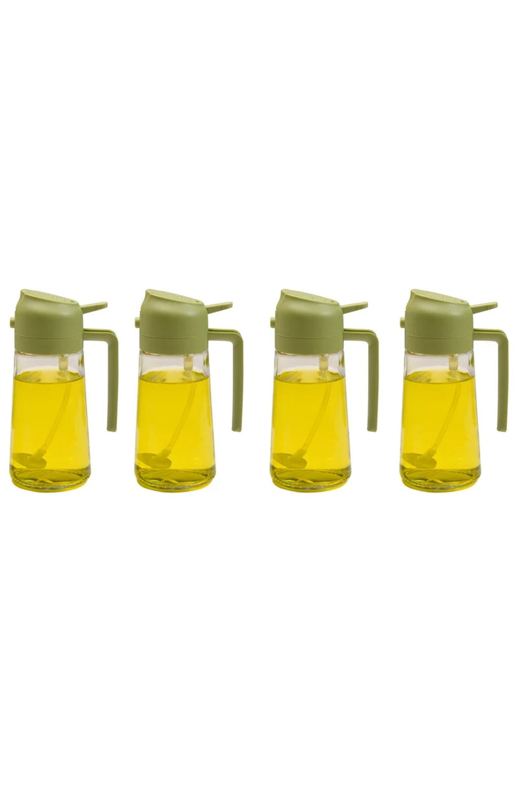 2-in-1 Glass Oil Sprayer and Dispenser, 470 ml | Spray or Pour Cooking Oil and Vinegar from One Bottle | Green, Yellow or White