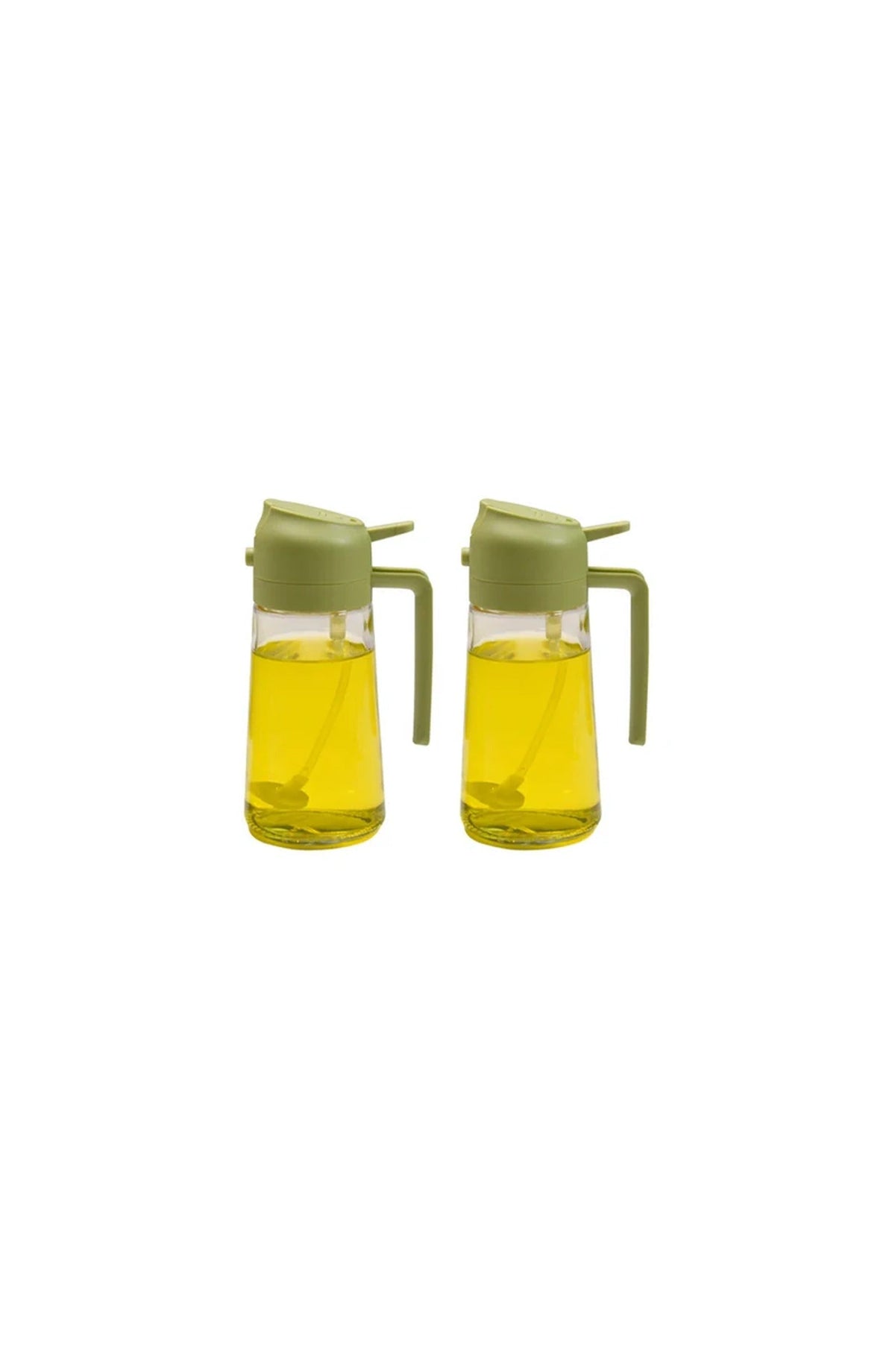 2-in-1 Glass Oil Sprayer and Dispenser, 470 ml | Spray or Pour Cooking Oil and Vinegar from One Bottle | Green, Yellow or White