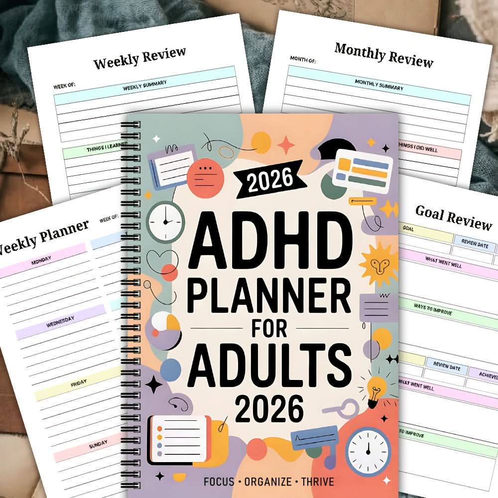 2026 ADHD Planner for Adults, Daily and Weekly Dated Planner, Bound
