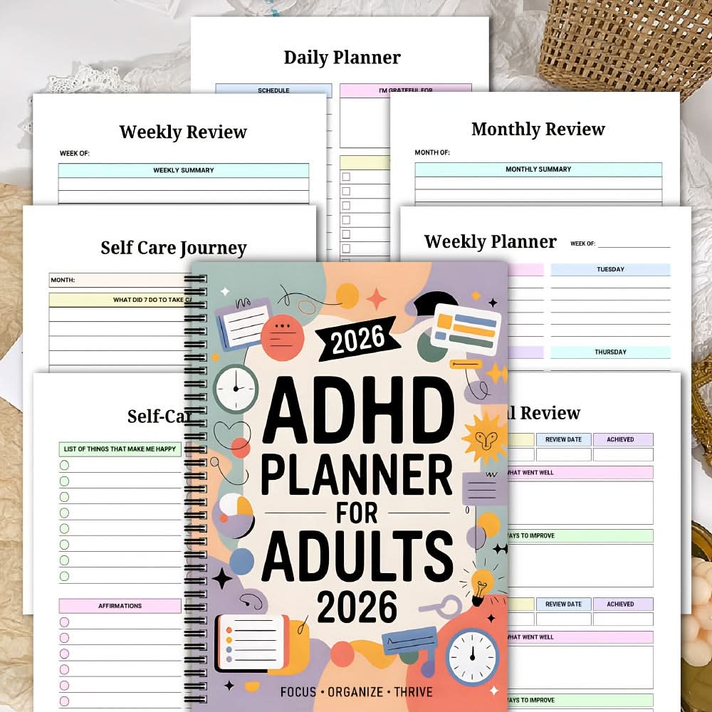 2026 ADHD Planner for Adults, Daily and Weekly Dated Planner, Bound