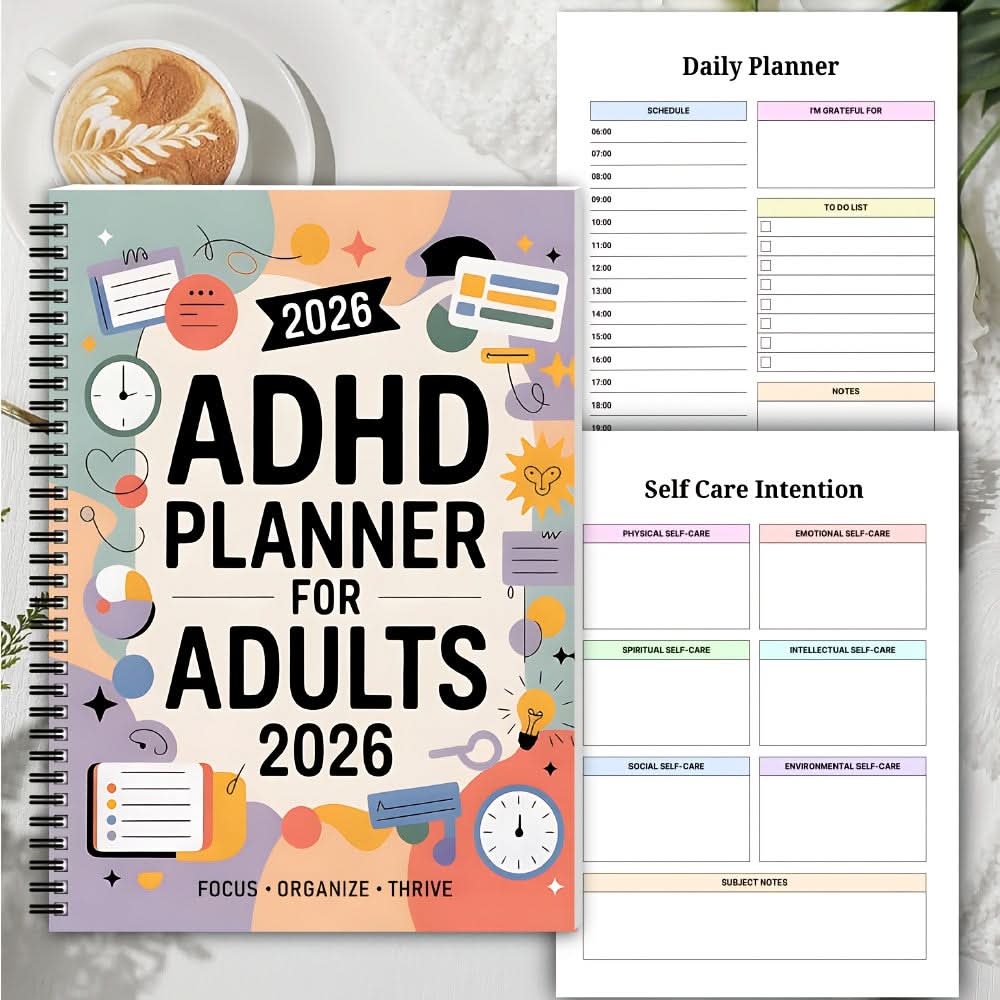 2026 ADHD Planner for Adults, Daily and Weekly Dated Planner, Bound