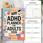 2026 ADHD Planner for Adults, Daily and Weekly Dated Planner, Bound