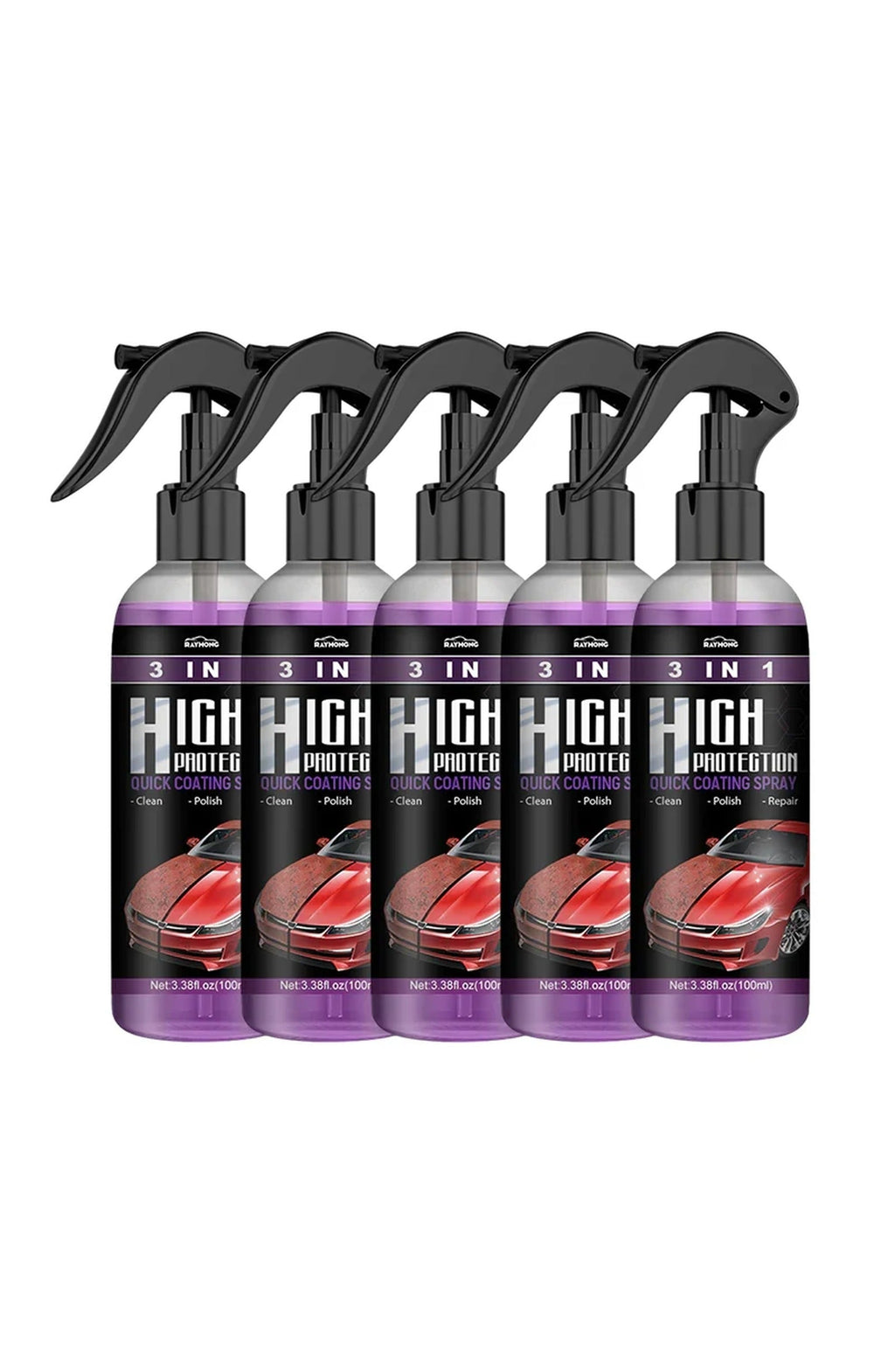 3-in-1 Quick Car Coating Spray | Waterless Wash, Gloss Coating and Paint Refresh in One Bottle | For Paint, Plastic and Glass
