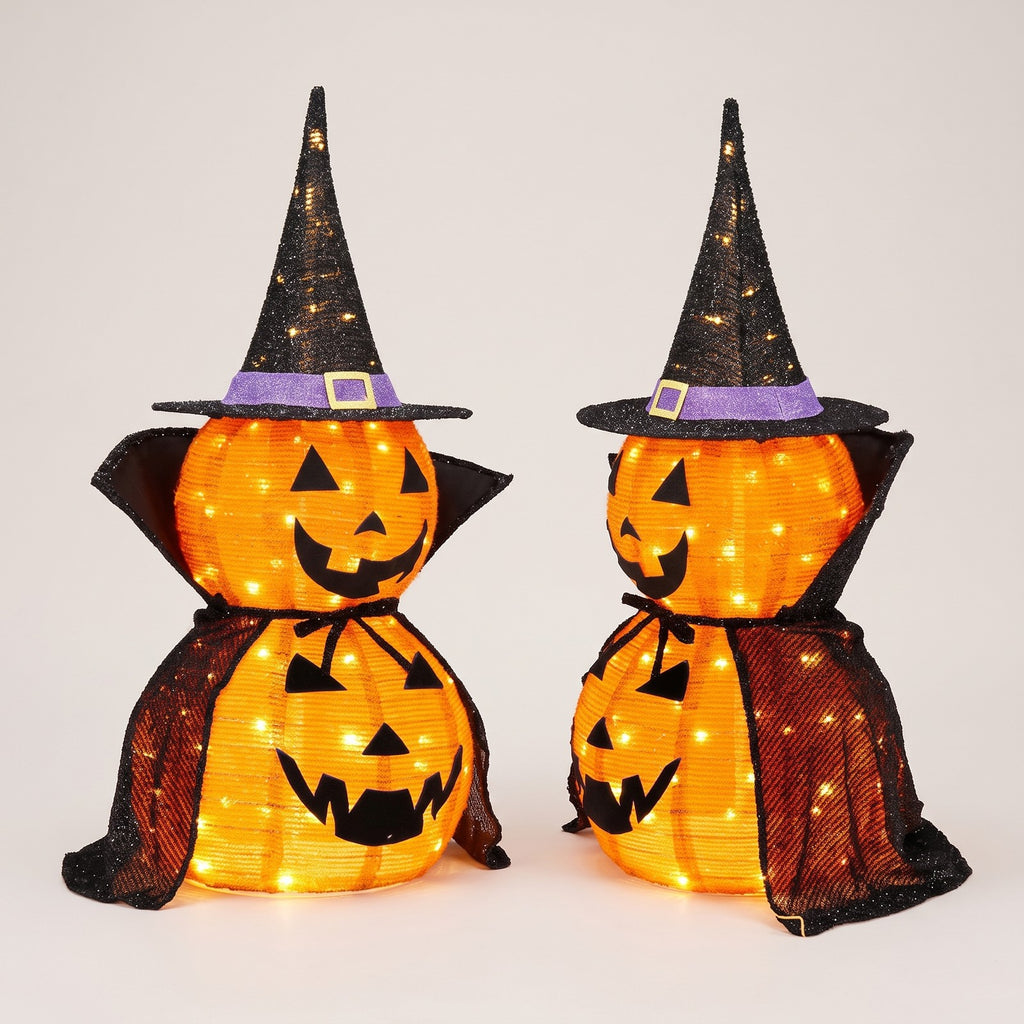 3ft Pumpkin Decor Set of 2 - Collapsible Lighted Halloween