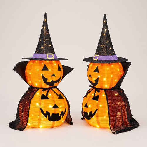 3ft Pumpkin Decor Set of 2 - Collapsible Lighted Halloween
