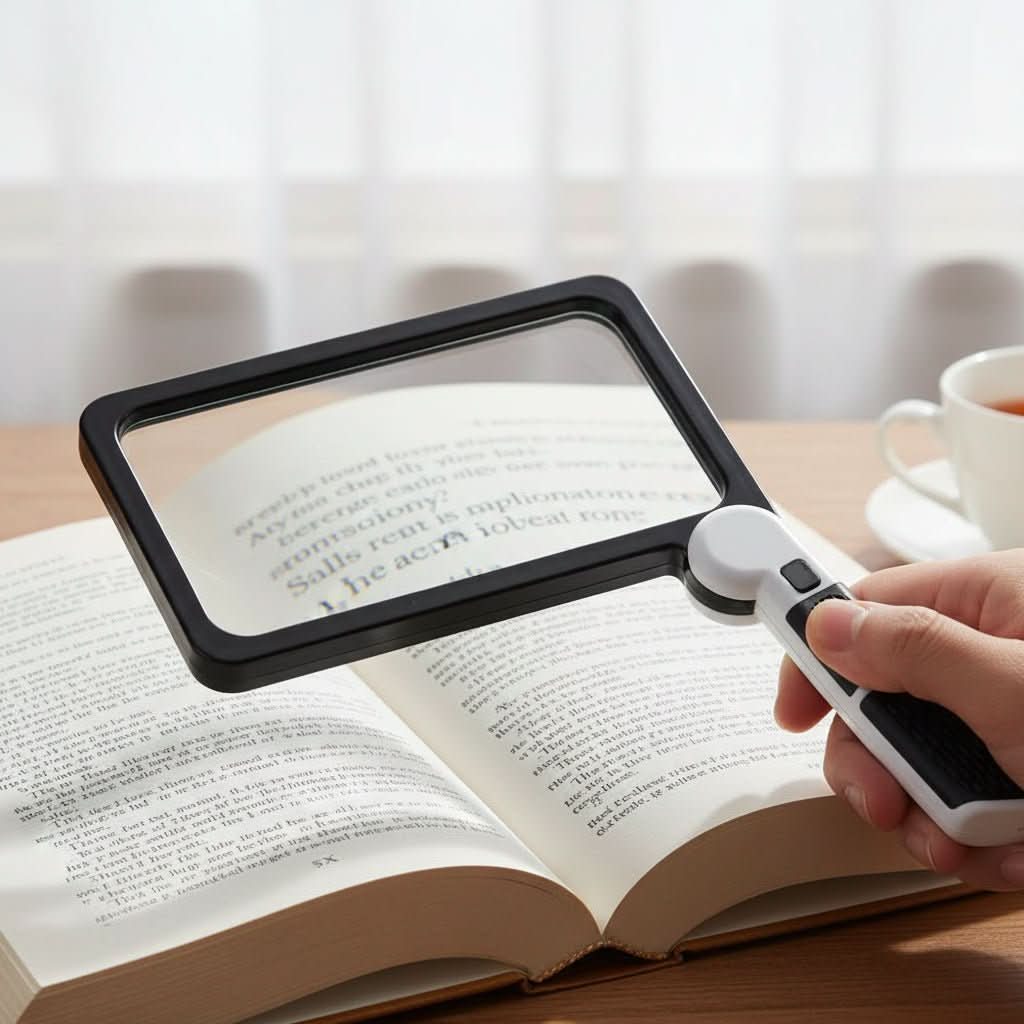 Magnifying Glass with Light, 5x Foldable Magnifier, 48 Dimmable LEDs