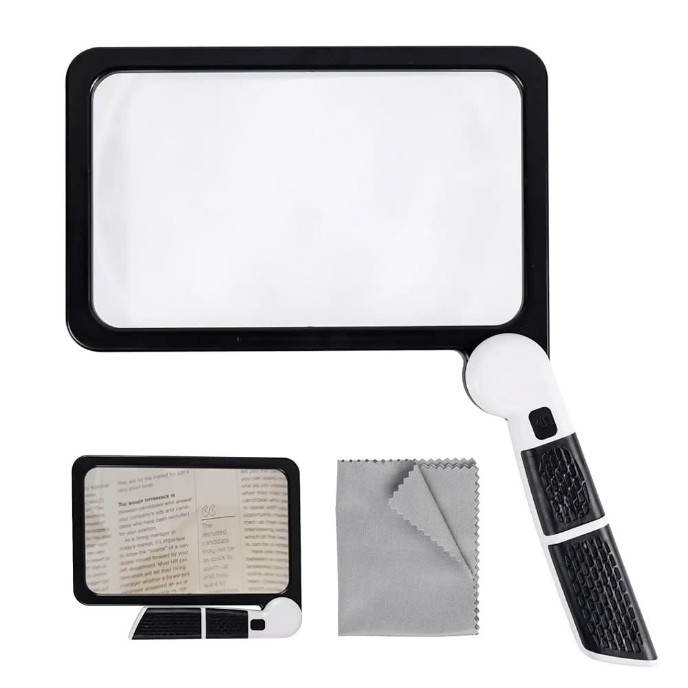 Magnifying Glass with Light, 5x Foldable Magnifier, 48 Dimmable LEDs