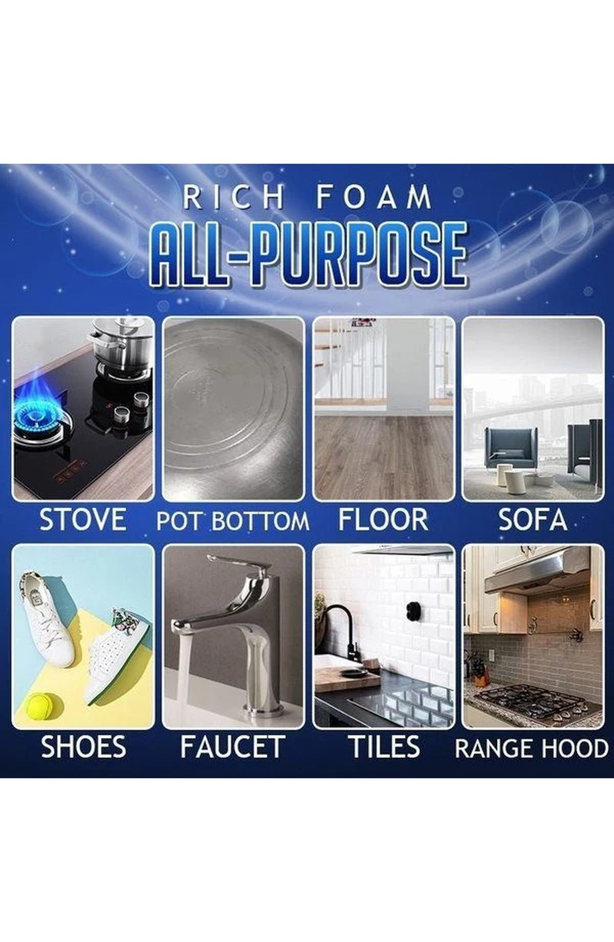 All-Purpose Rinse-Free Foaming Cleaning Spray | Wipe Away Grease, Burnt-On Stains and Dirt Without Rinsing | 30 ml or 100 ml