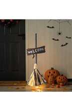 Animated Halloween Witch Broom | 27.6 In Voice-Activated Prop That Crawls and Shakes | Red LED and Sound | Indoor or Outdoor