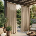 Bohemian Linen-Look Outdoor Curtain Panels 56 x 84-120 In | 4 Colors – Natural