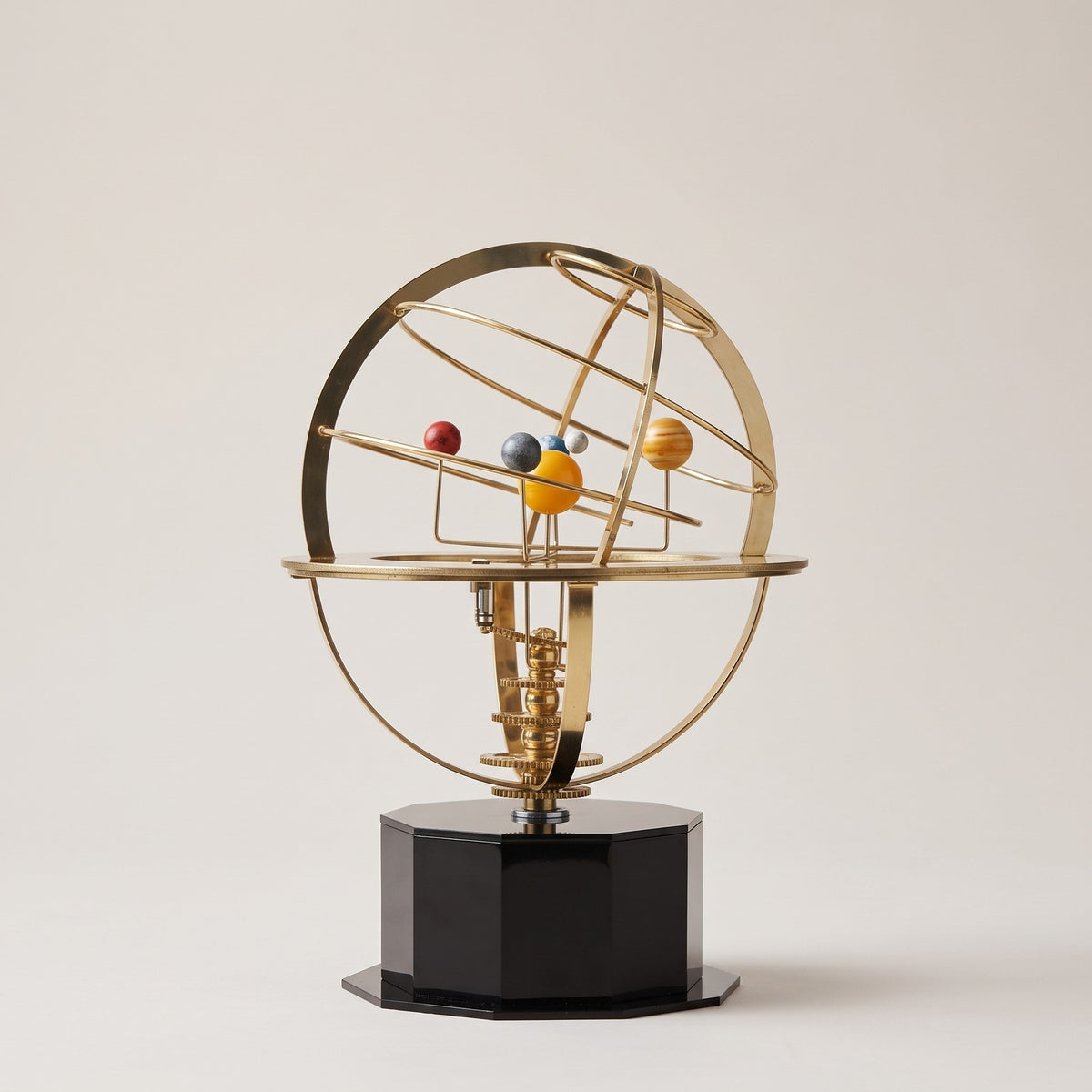 Brass Solar System Orrery - Hand-Rotated Desktop Model