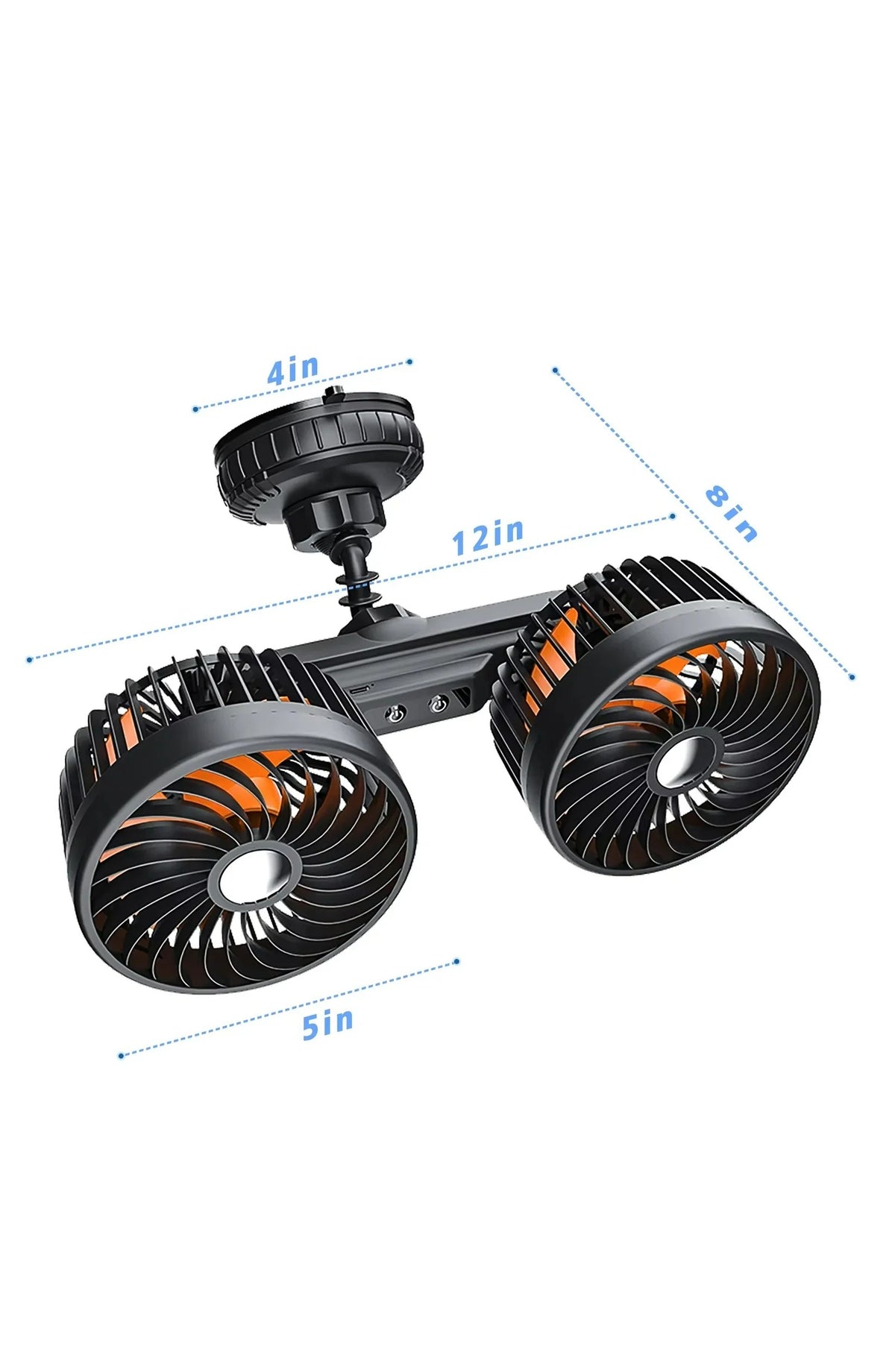 Rechargeable Car Fan with Suction Cup Mount