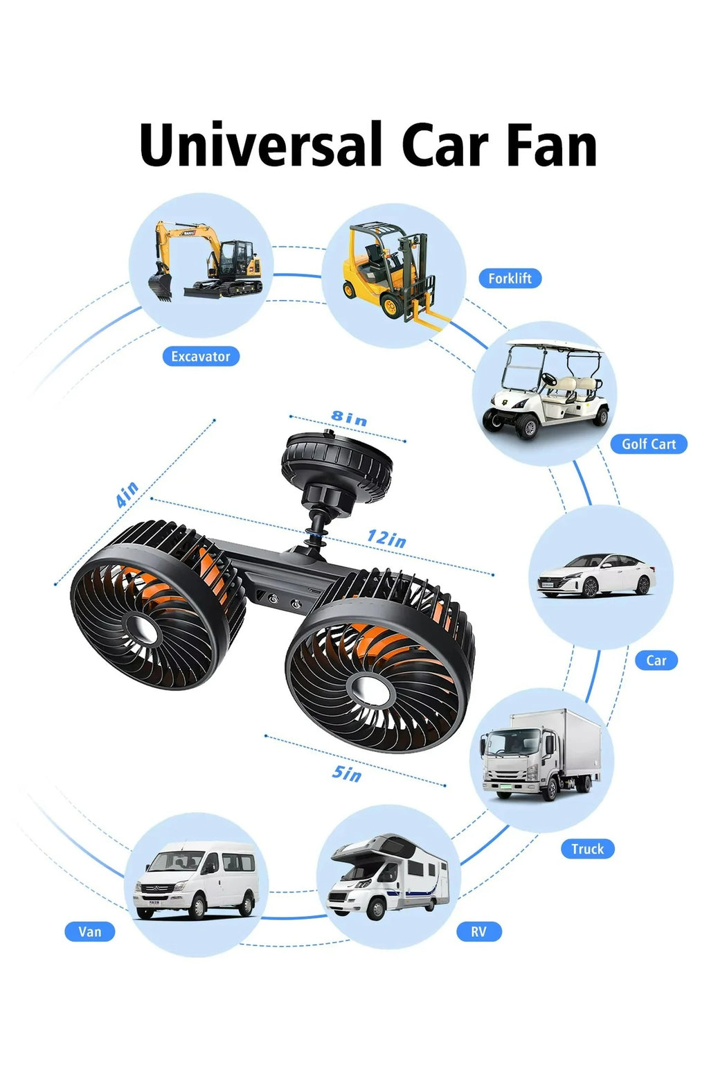 Rechargeable Car Fan with Suction Cup Mount - view 7