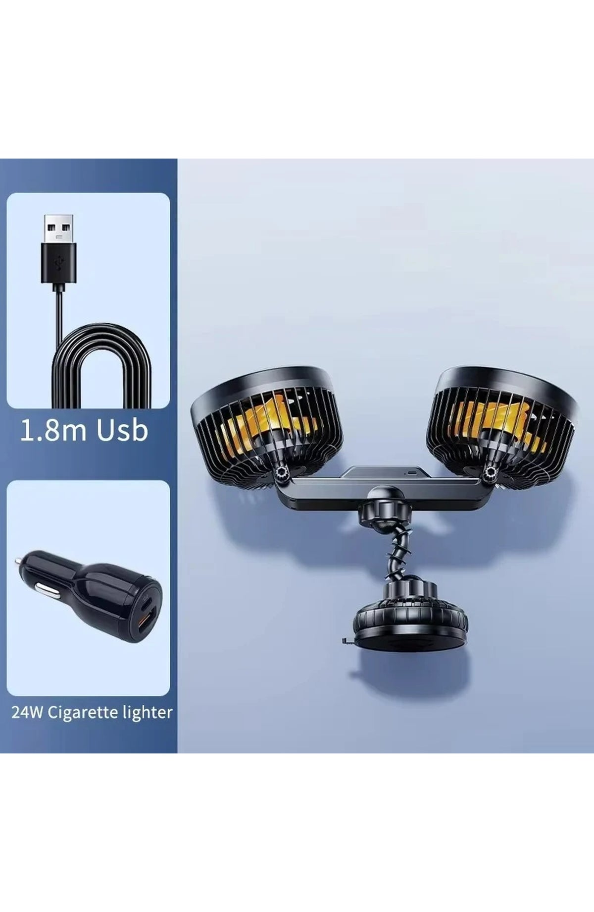 Rechargeable Car Fan with Suction Cup Mount - view 8