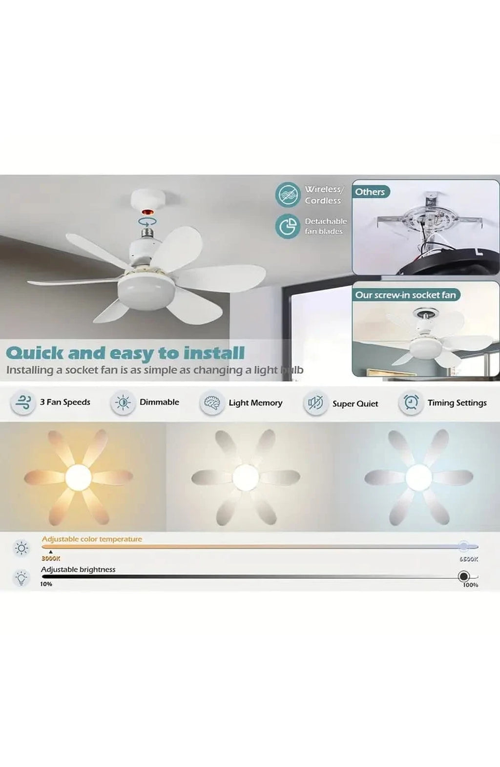 Remote Control Ceiling Fan with LED Light - view 9