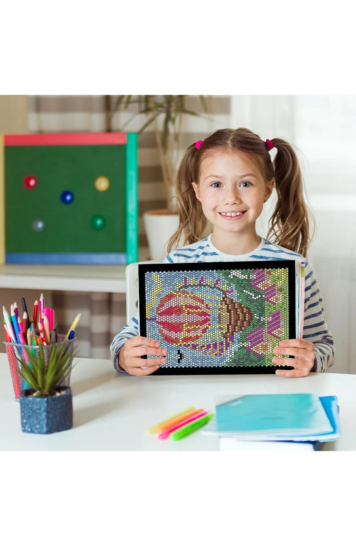 Color by Numbers Book Set with 100 Mosaic Designs on Black Backgrounds | 4 Books of Squares, Triangles, Hexagons and Circles