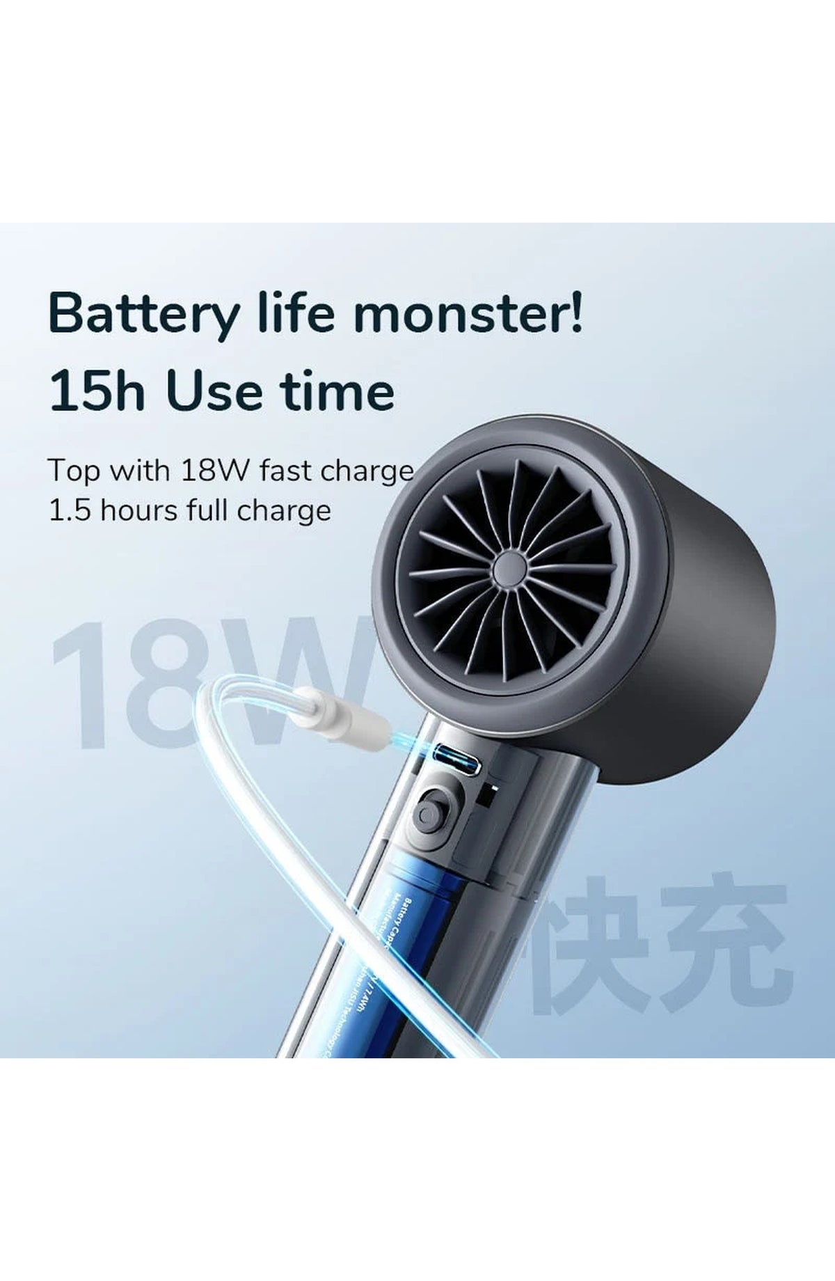 Pocket Fan with Digital Display, 100 Speeds - view 3