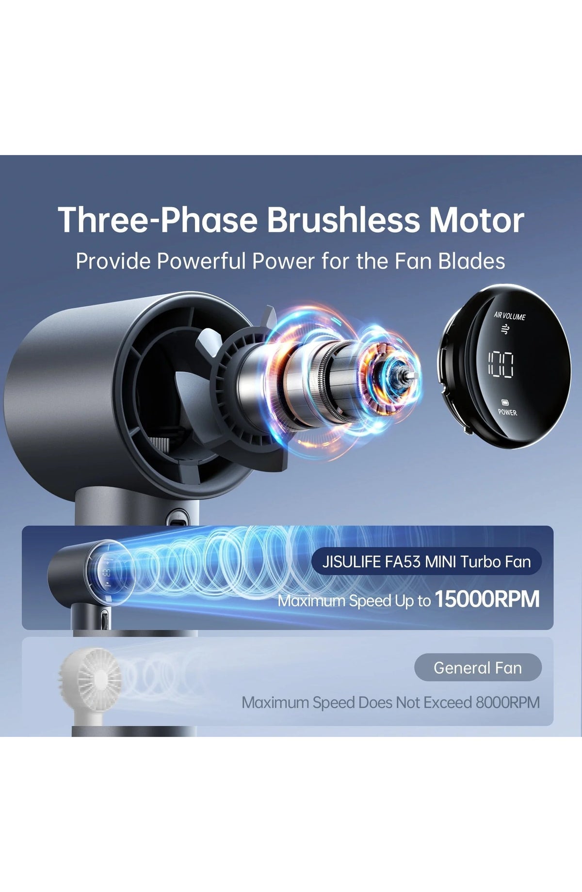 Pocket Fan with Digital Display, 100 Speeds - view 4