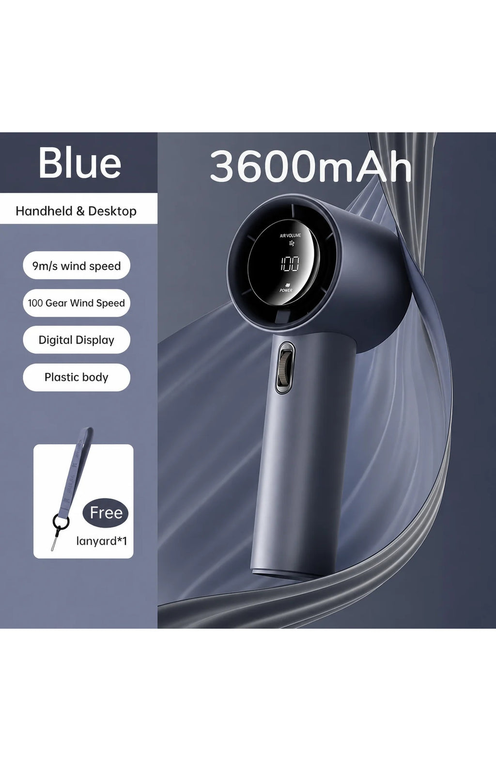 Pocket Fan with Digital Display, 100 Speeds - view 7