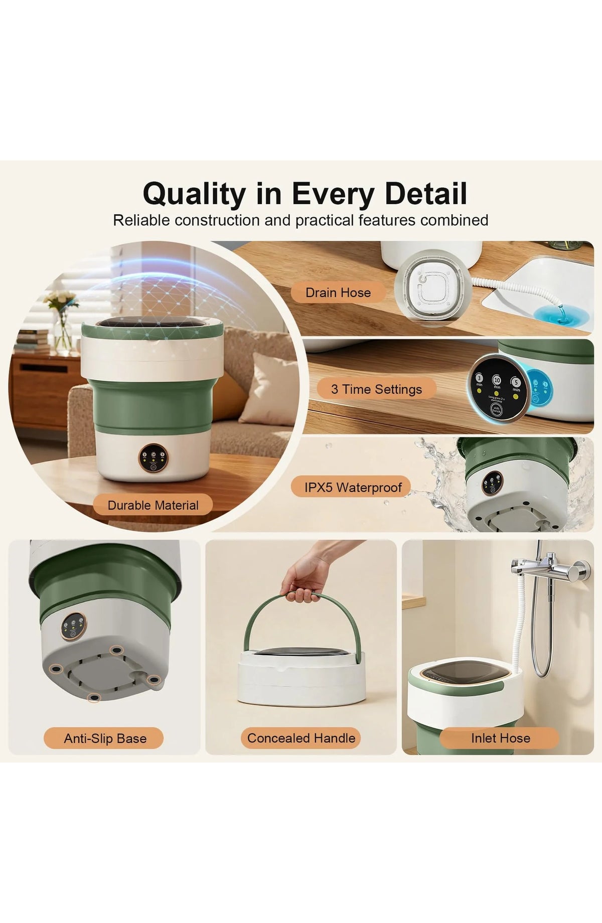 Foldable Mini Washing Machine with 3 Timer Modes - view 5