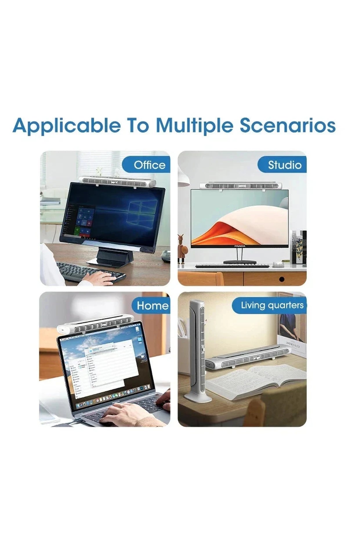 Clip-On Monitor Fan with LED Light Strip - view 3