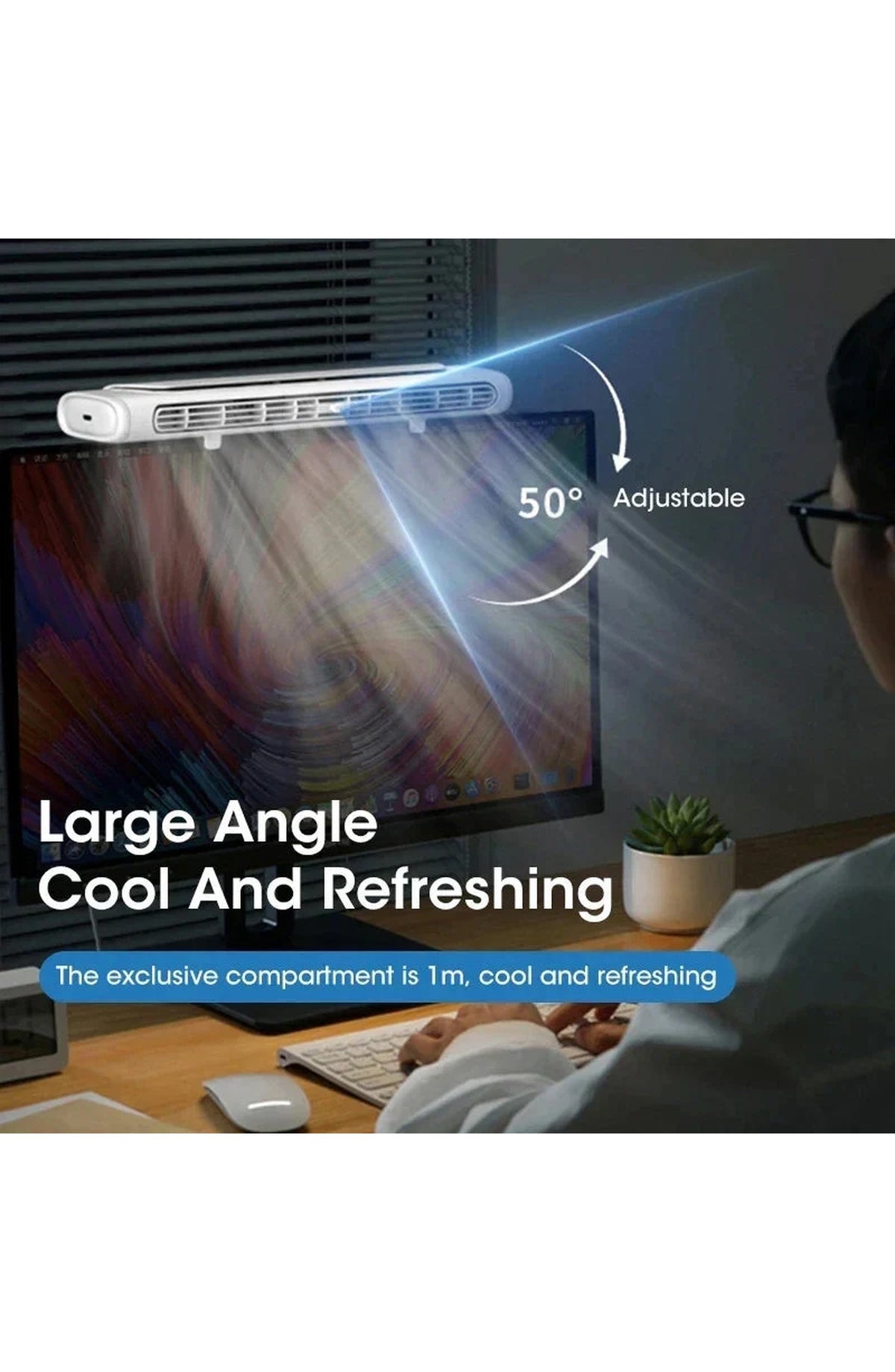 Clip-On Monitor Fan with LED Light Strip - view 5