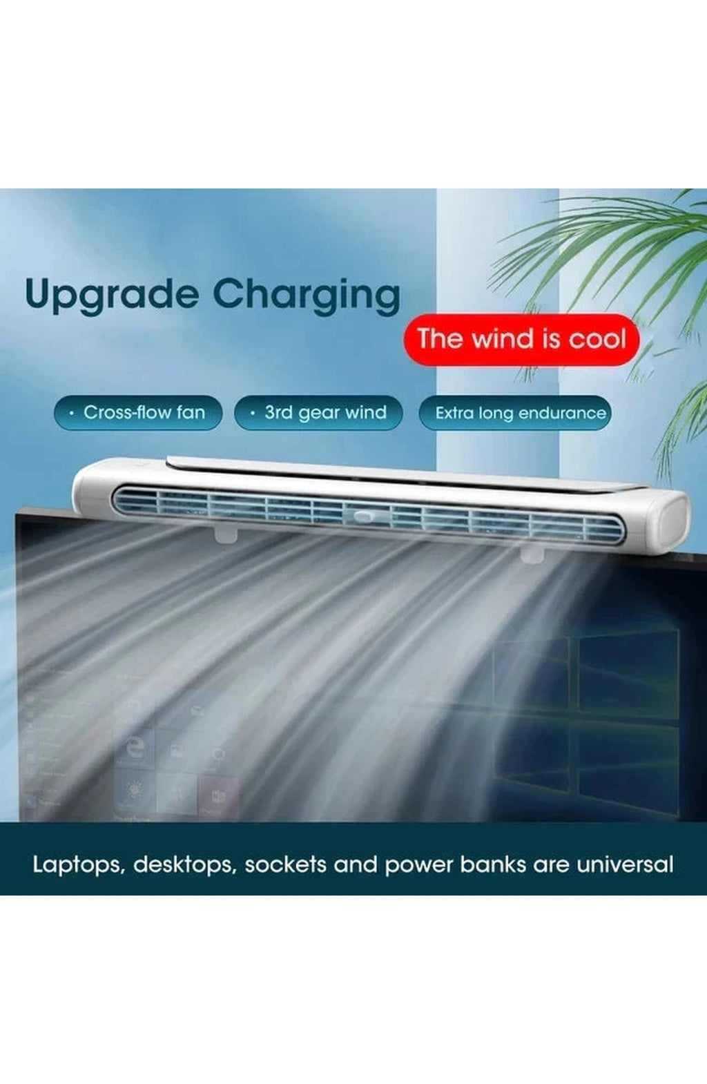 Clip-On Monitor Fan with LED Light Strip - view 6
