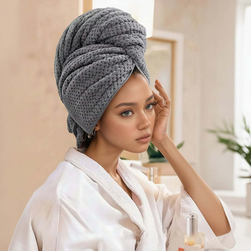 Coral Velvet Hair Towel Wrap 23.6 x 39.4 In | Quick-Dry Microfiber