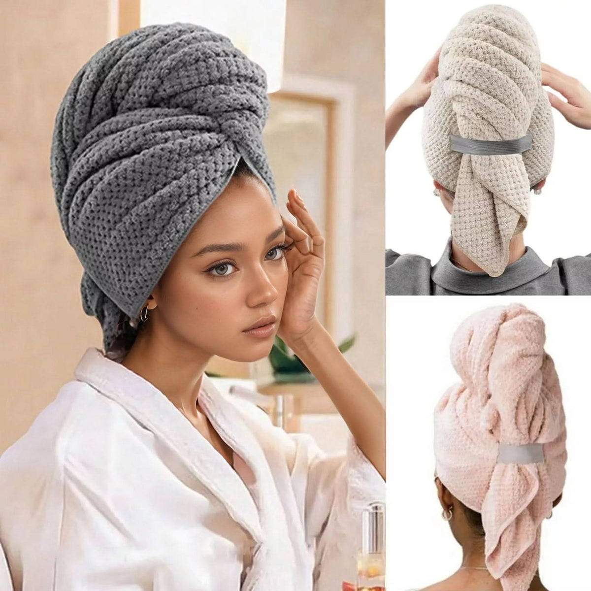 Coral Velvet Hair Towel Wrap 23.6 x 39.4 In | Quick-Dry Microfiber