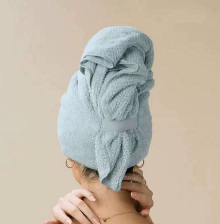 Coral Velvet Hair Towel Wrap 23.6 x 39.4 In | Quick-Dry Microfiber – Blue