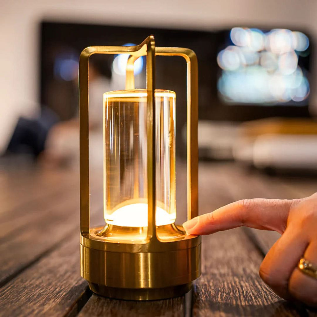Cordless Crystal-Style Table Lamp 7 x 4 In | Dimmable Warm-Neutral-Cool – Gold