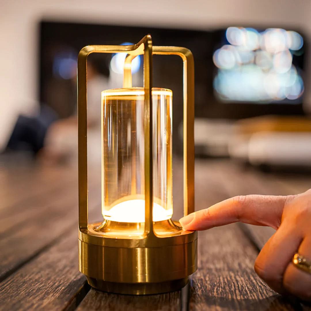 Cordless Crystal-Style Table Lamp 7 x 4 In | Dimmable Warm-Neutral-Cool – Gold