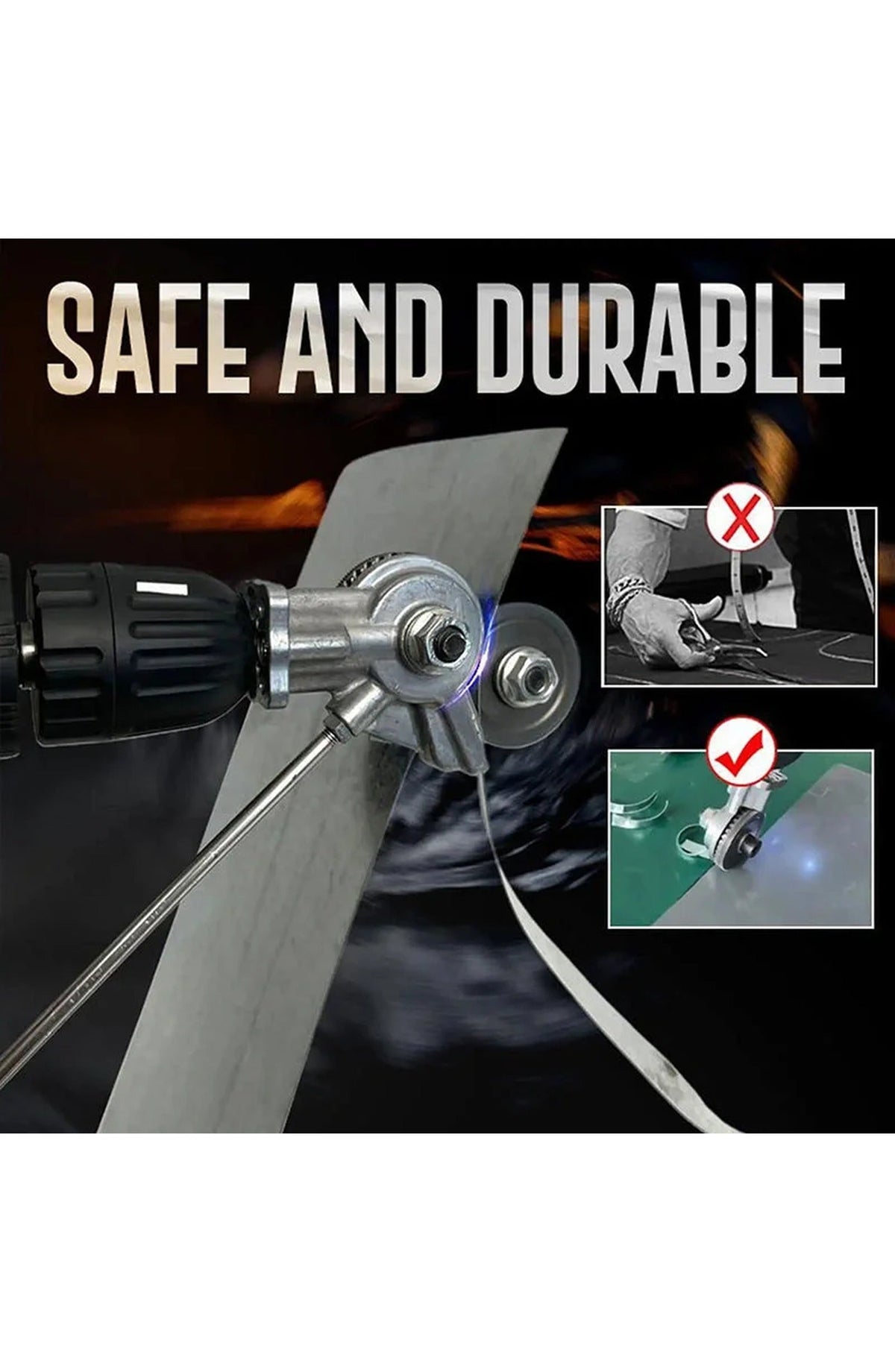 Electric Drill Shears Attachment, Sheet Metal Nibbler | Cutting Head for Straight and Curved Cuts Without Burrs | Fits Drills