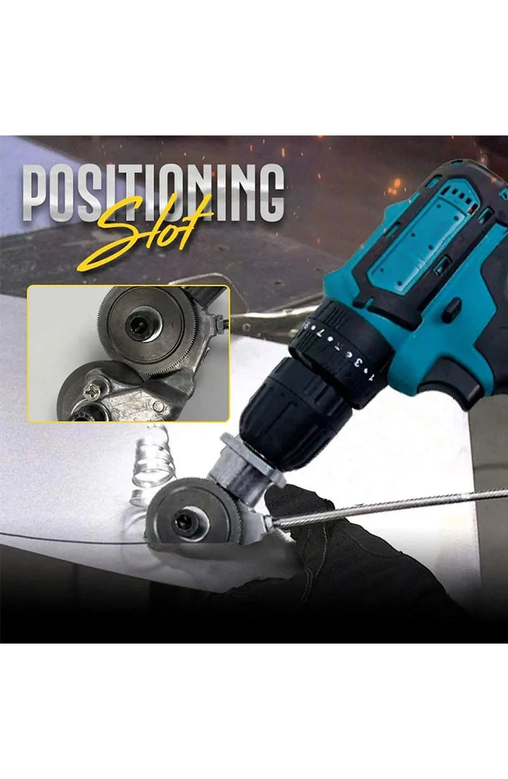 Electric Drill Shears Attachment, Sheet Metal Nibbler | Cutting Head for Straight and Curved Cuts Without Burrs | Fits Drills