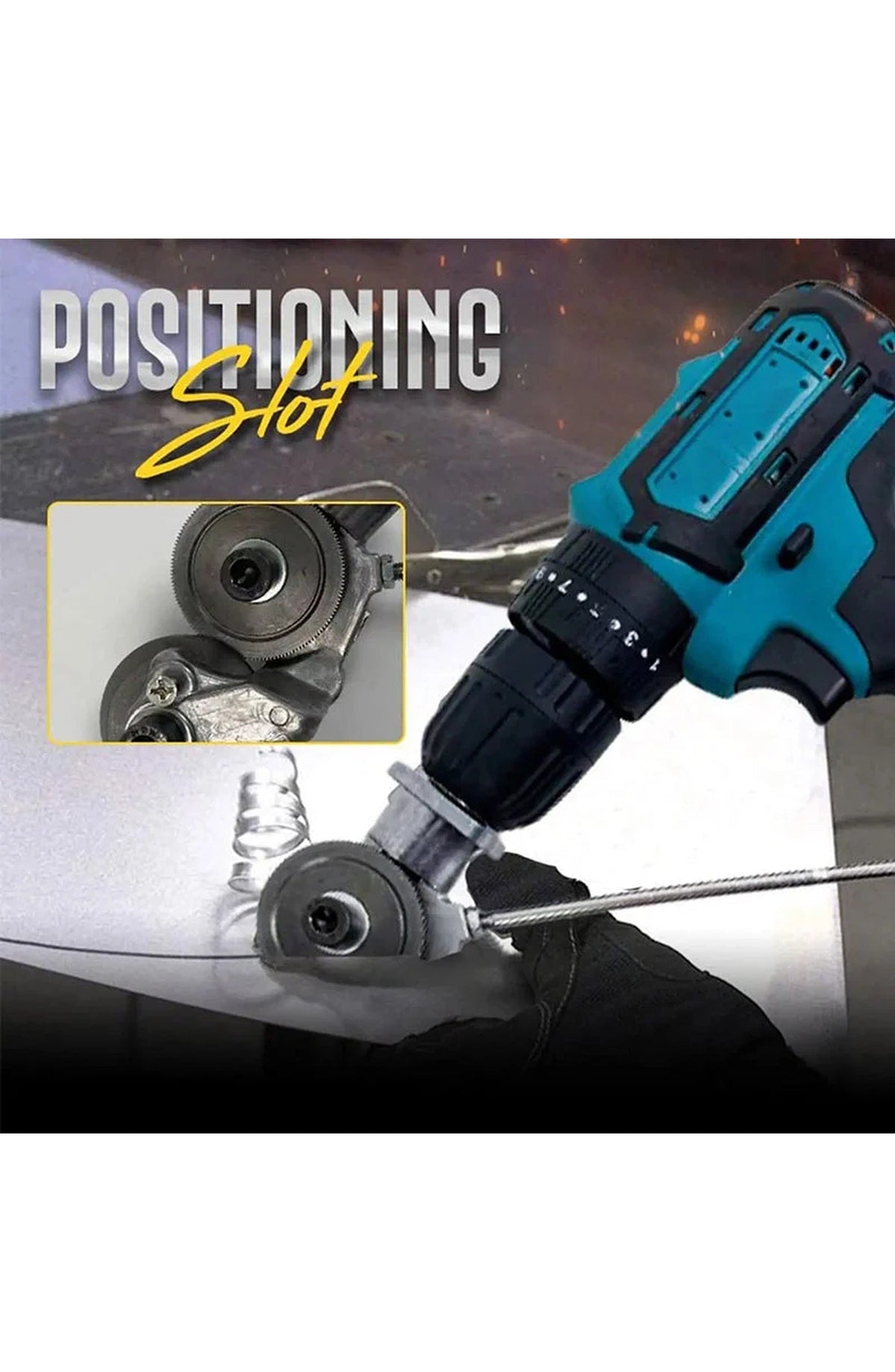 Electric Drill Shears Attachment, Sheet Metal Nibbler | Cutting Head for Straight and Curved Cuts Without Burrs | Fits Drills