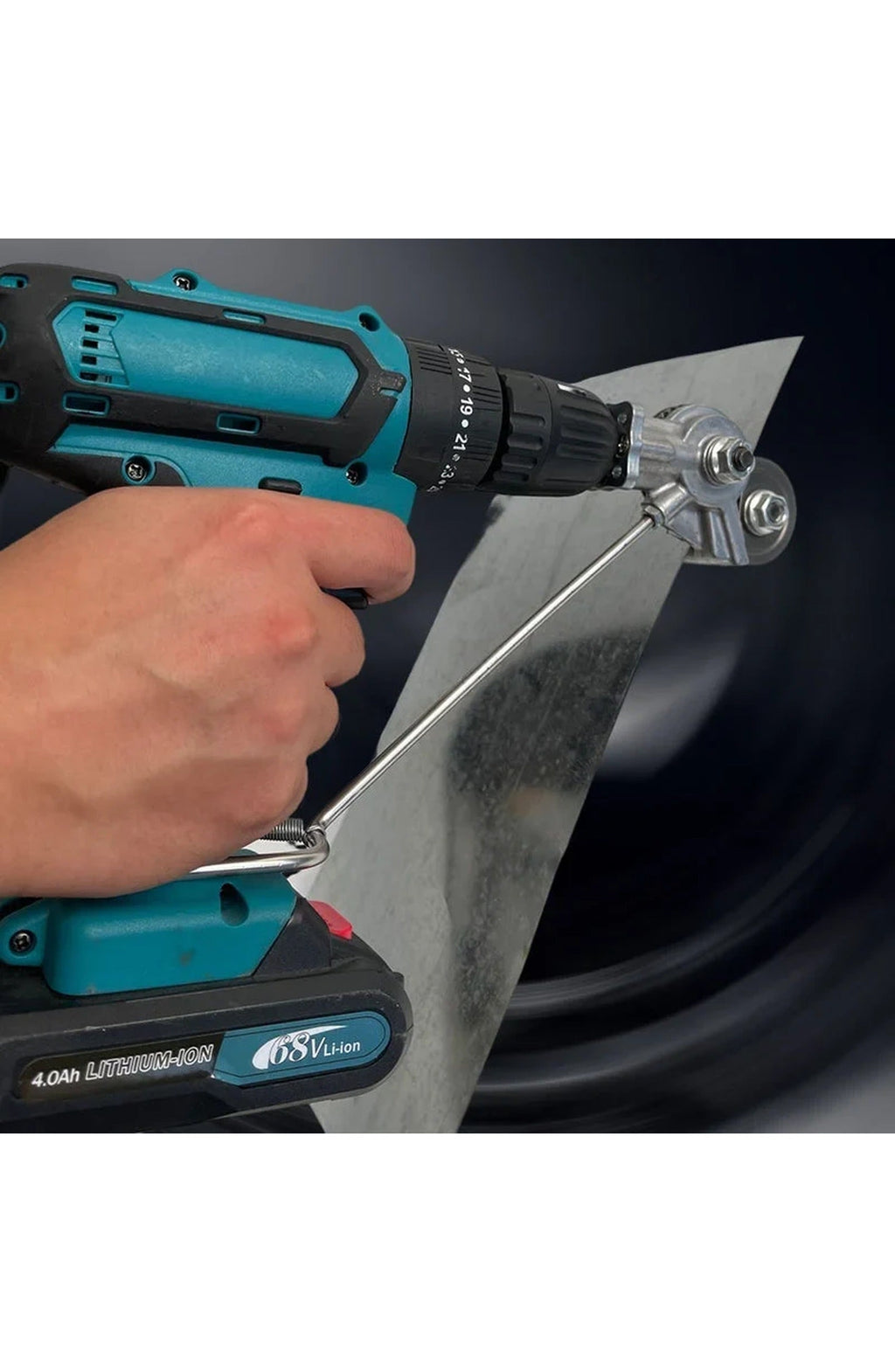 Electric Drill Shears Attachment, Sheet Metal Nibbler | Cutting Head for Straight and Curved Cuts Without Burrs | Fits Drills