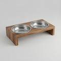 Elevated Dog Bowls, Raised Wooden Feeder with 2 Stainless Steel Bowls