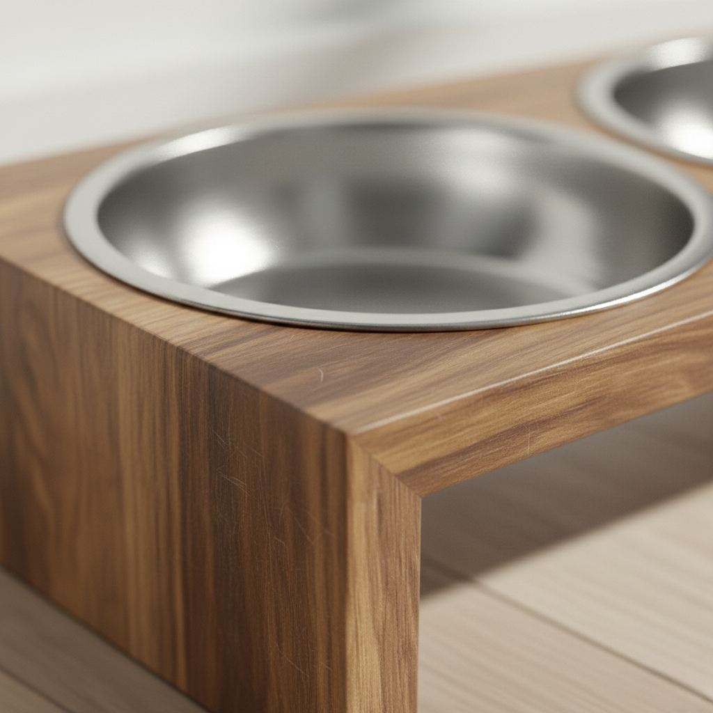 Elevated Dog Bowls, Raised Wooden Feeder with 2 Stainless Steel Bowls
