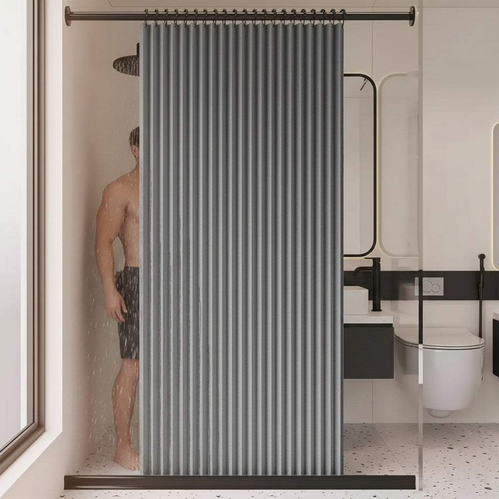 Foldable Water-Resistant Shower Curtain | 10 Size Options – Gray