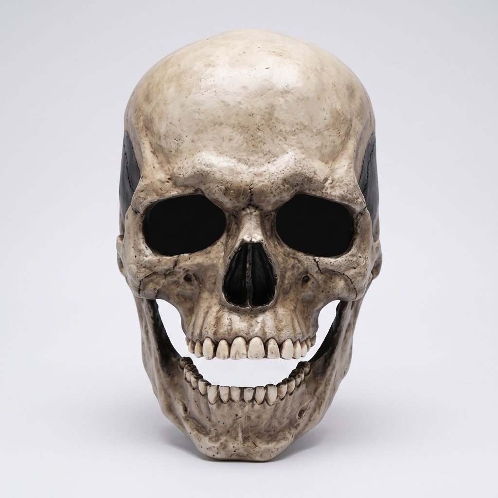 Full Head Skull Mask with Movable Jaw - Latex Halloween Mask