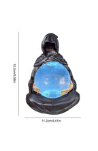 Grim Reaper Crystal Ball Light | 5.98 In Resin Figure with LED Orb and Floating Bats | USB Powered Decor for Desk or Shelf