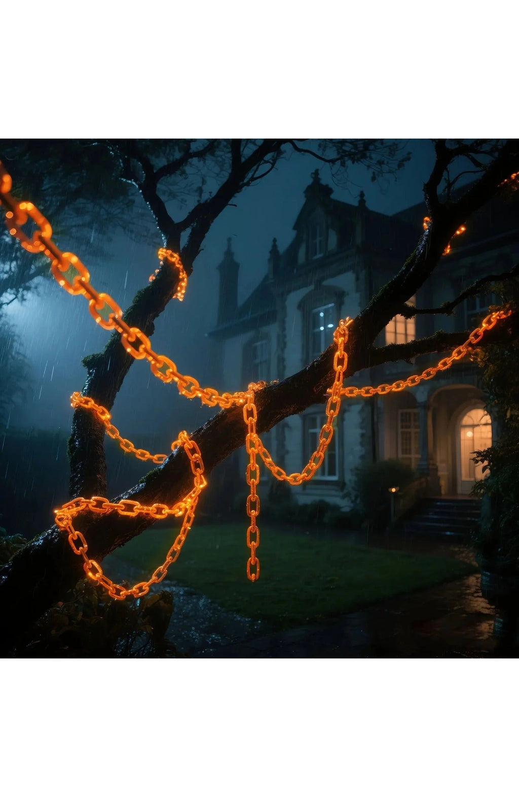 Halloween Chain String Lights | 157 In Orange LED Chain with 8 Light Modes and 6-Hour Timer | Waterproof, Battery Powered