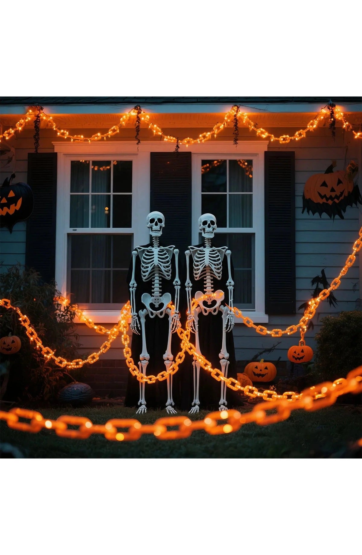 Halloween Chain String Lights | 157 In Orange LED Chain with 8 Light Modes and 6-Hour Timer | Waterproof, Battery Powered