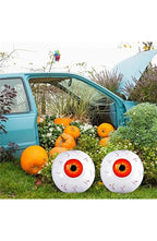Halloween Eyeball Balloon, 22 In | Reusable Aluminum Foil Balloon with Ghost and Skull Print | Red, Green or Blue | Party Decor