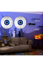 Halloween Eyeball Balloon, 22 In | Reusable Aluminum Foil Balloon with Ghost and Skull Print | Red, Green or Blue | Party Decor