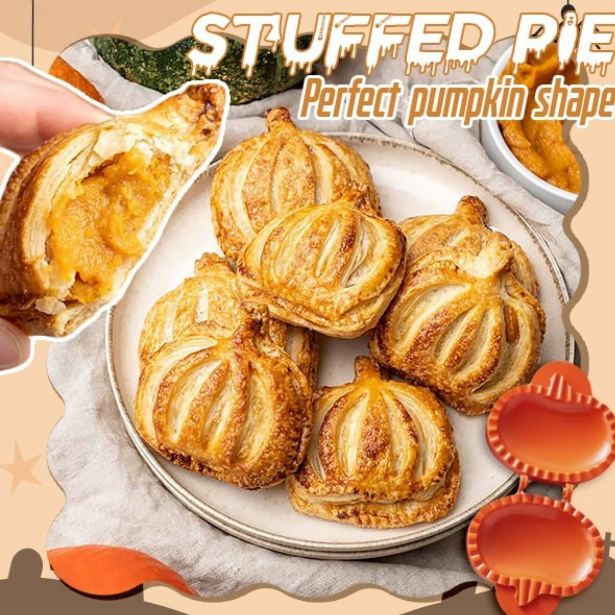Halloween Pie Maker Mold for Pumpkin Apple and Acorn Treats