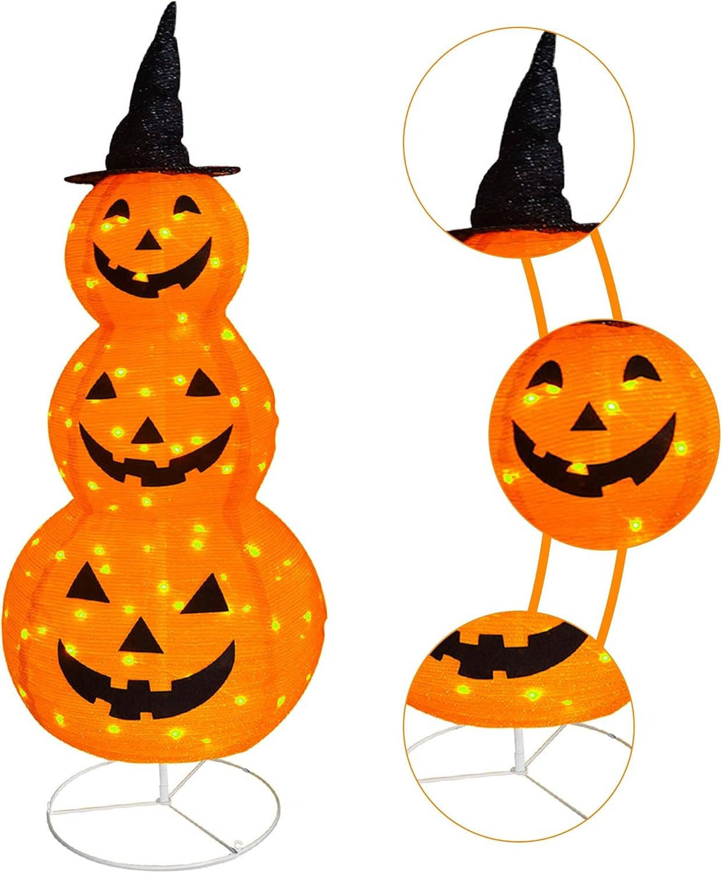 Halloween Pumpkin Yard Decoration with Black Hat